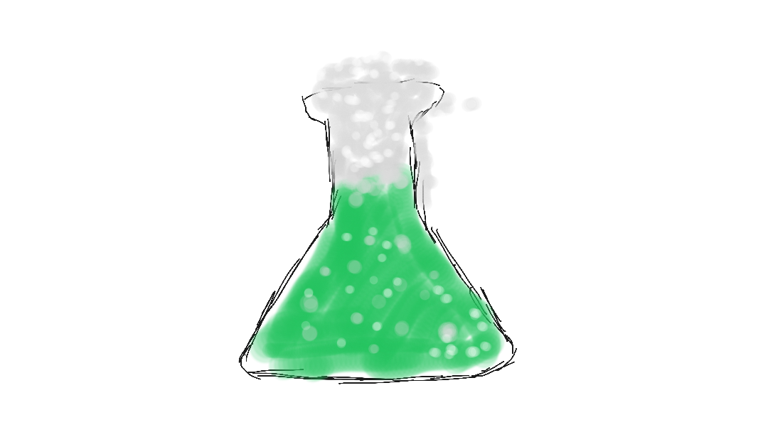 Bubbly flask of chemicals doing chemistry