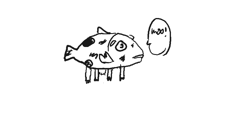 Drawing of "animals acting like other animals" by @mango
