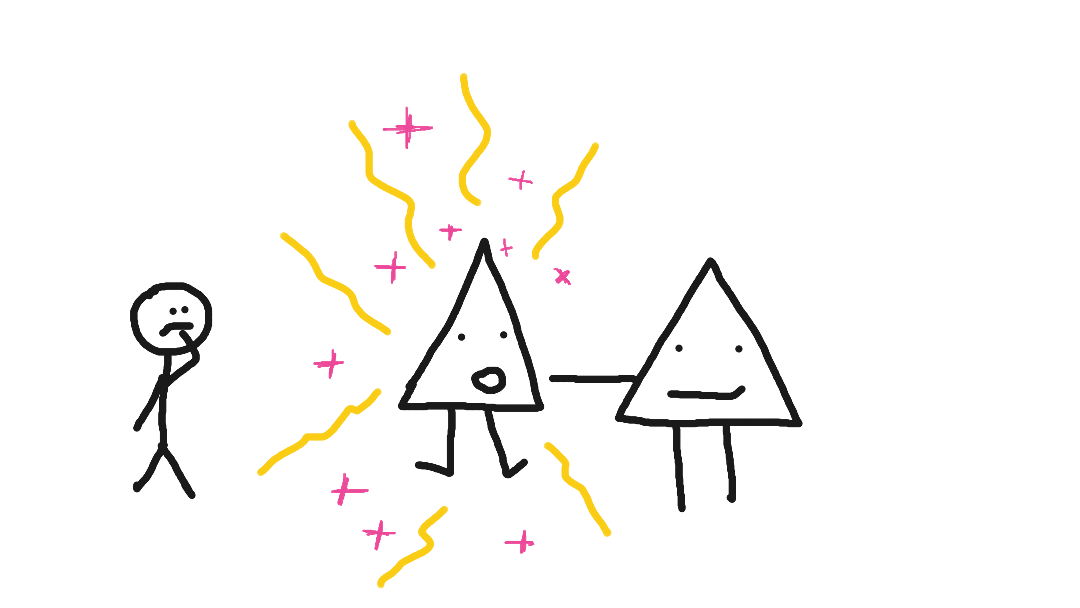 How does he turn things into triangles? Does he have some kind of magic or something similar?