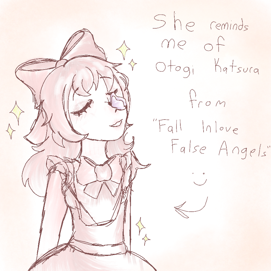 She's such a pretty little cutie!!!
Sorry its so chicken scratchy I drew it in a lil bit of a rush.. ( ̄﹏ ̄;)