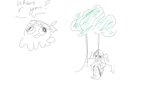 hiding behind a tree