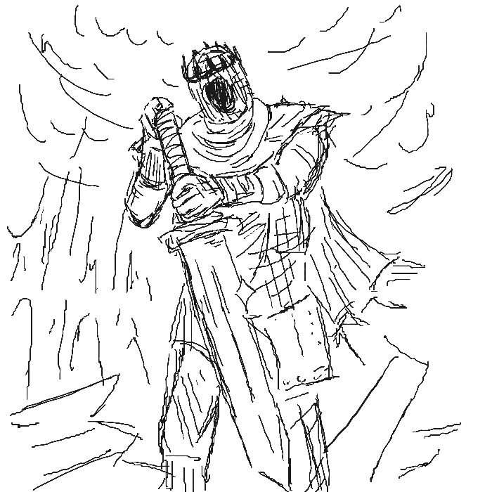Drawing of "boss battle" by @trynaexist