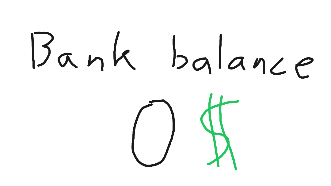 Bank balance 0$