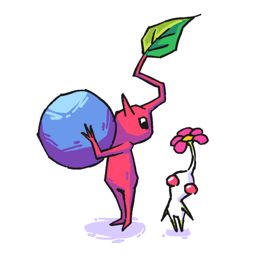 Two Pikmin found a ball!