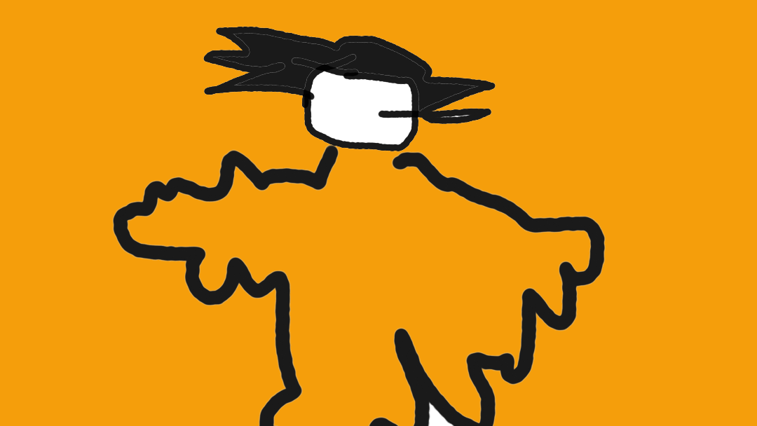 It's supposed to be Goku with big muscles but I'm on a phone and did it with my left thumb and did it in one shot so yeah