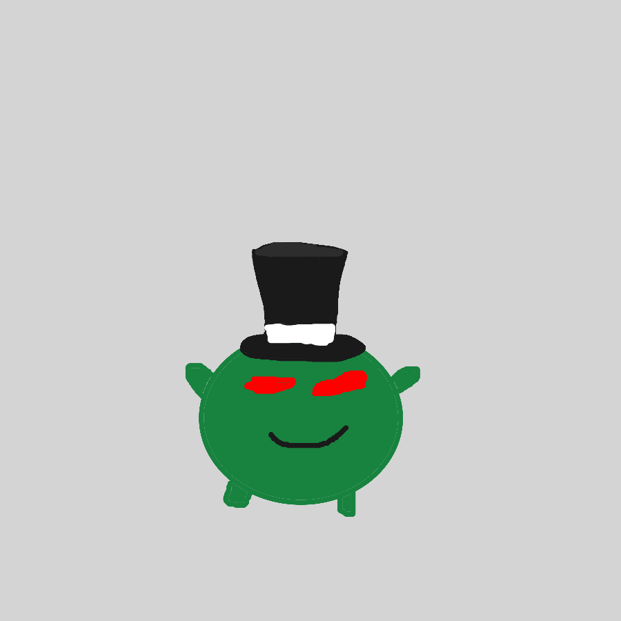Evil guy becomes a ball and wears a tophat