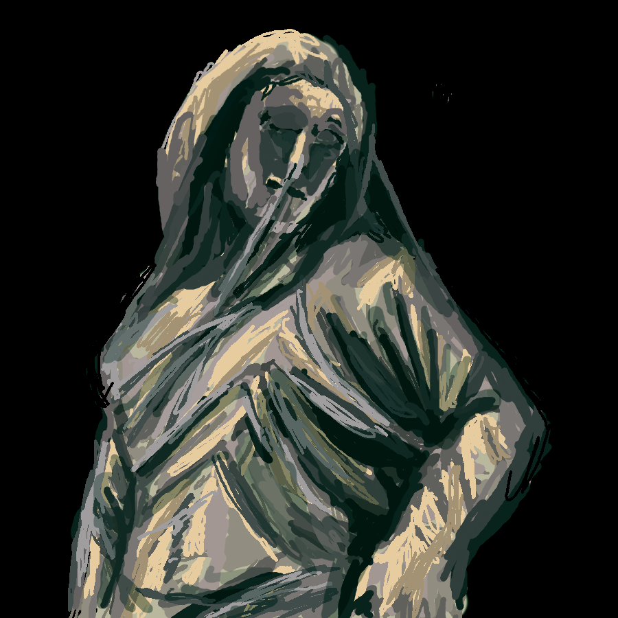 Messy attempt to doodle the veiled lady statue
