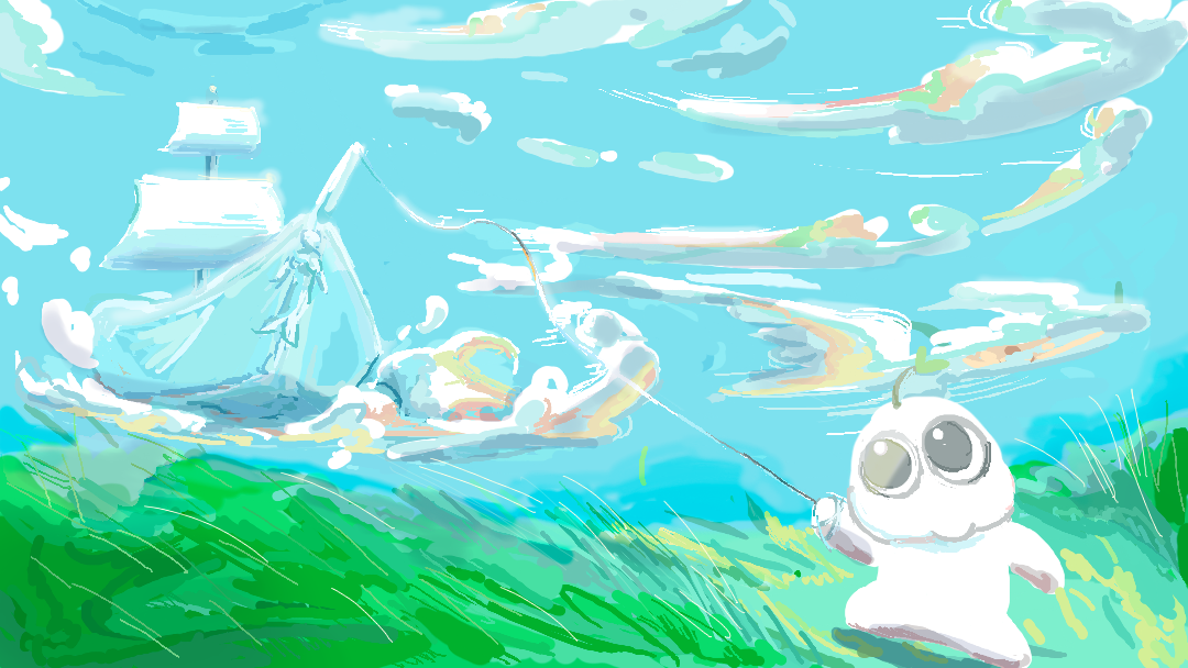 funny goob kiting a cloud ship