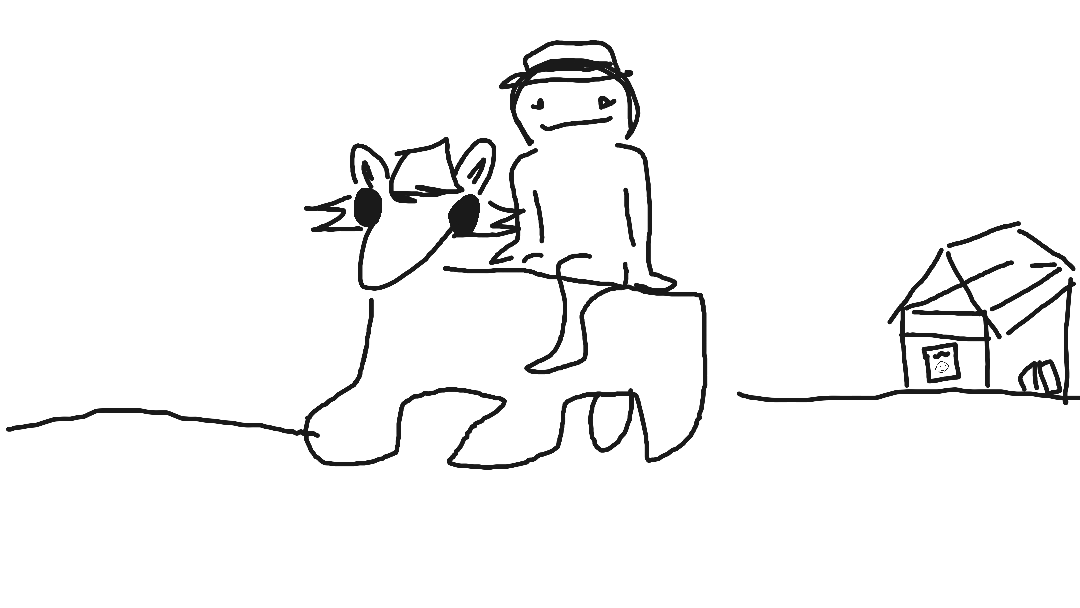 This is cowboy and his horse, riding off the town