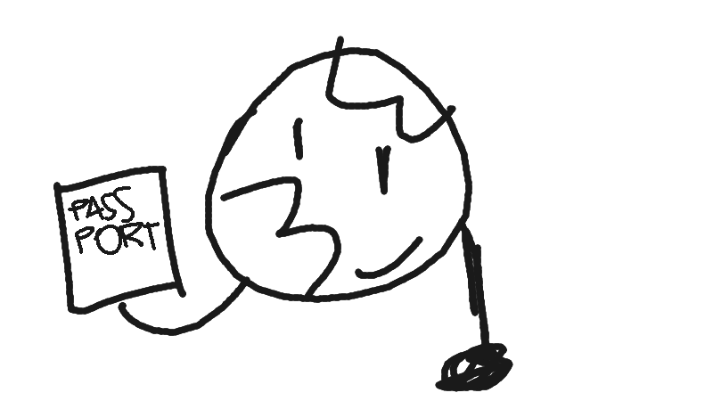 Drawing of "a planet with a passport" by @gustavo