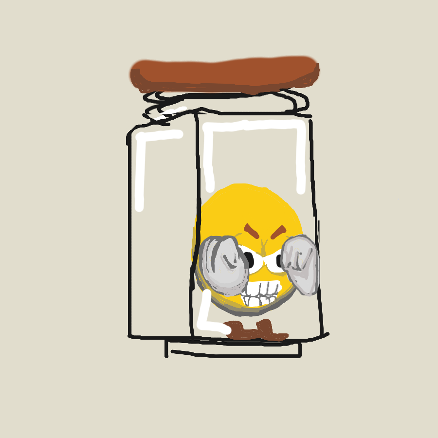This man is jarred, perchance, I purposely made the jar a square, to match the prompt, perchance