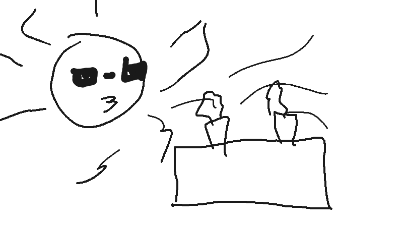 Drawing of "the sun blowing out birthday candles" by @baka