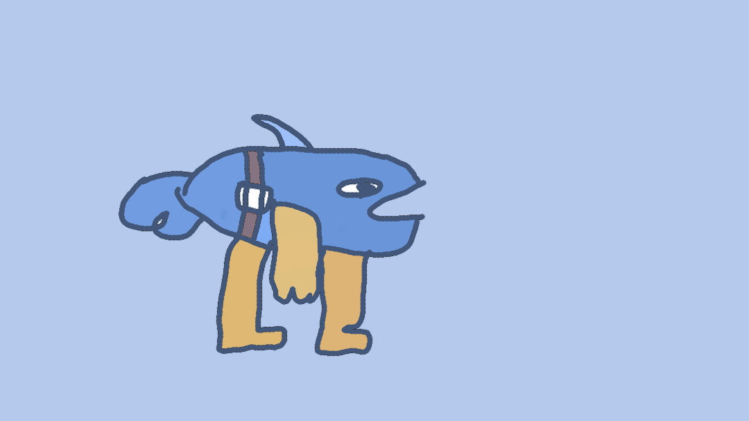 He has his belt. That's it.