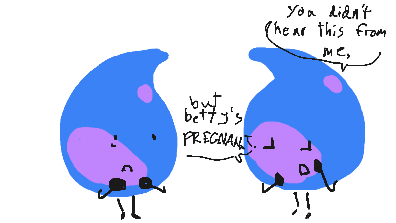 Drawing of "raindrops gossiping" by @squiirmy
