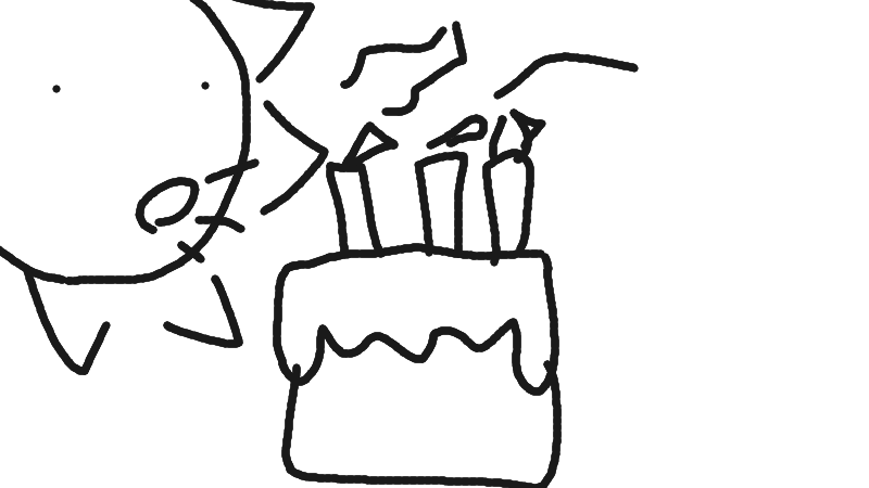 Drawing of "the sun blowing out birthday candles" by @mr-man