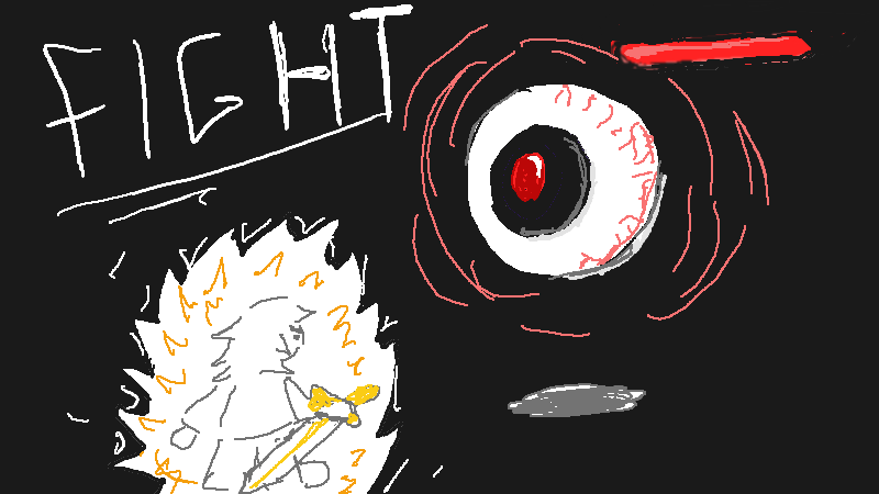Drawing of "boss battle" by @littlepotato