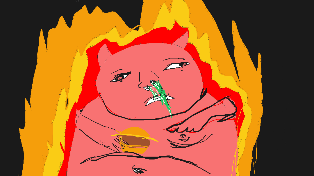 fat demon eating McDonald's full pounder