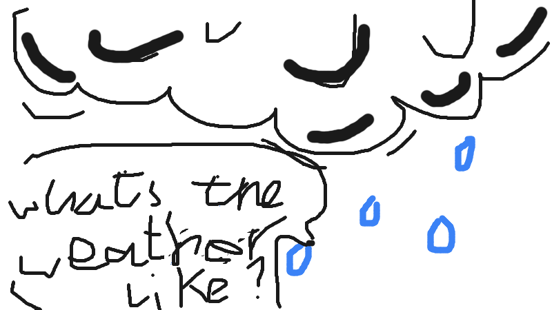 Drawing of "raindrops gossiping" by @evileviltakabako