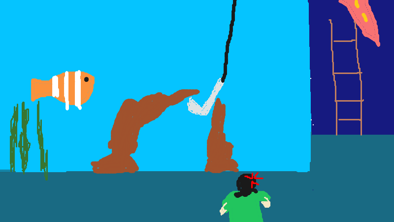 "I had no idea fishing was against the rules of the aquarium, I swear"